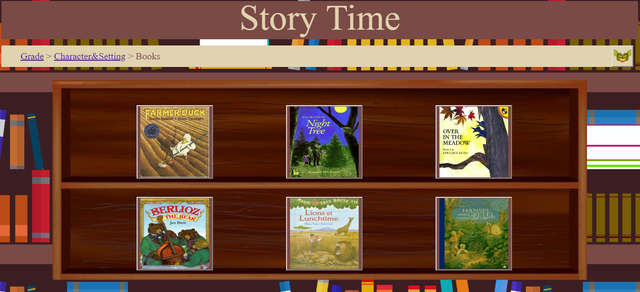 6 books in the StoryTime display