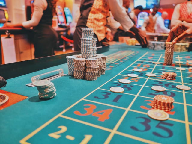 Photo of a roulette table.