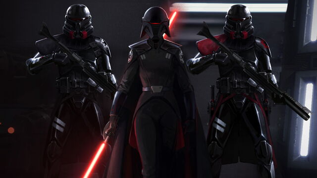 Picture of the Second Sister with two purge troopers.